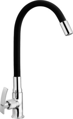 GREATONIX NDESN215-Desire Flexible Brass Swan Neck Faucet with 360° Swivel Black Silicon Spout Pillar Tap Swan Neck  Faucet