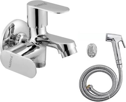 Ramya Ocean Bib Cock 2 Way Tap With Soft Health Faucet Set For Kitchen And Bathroom Tap Twin Elbow Valve Faucet