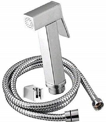 Gold Bell Imported Brass Health Faucet Square Brass Gun with 1 Meter flexible SS Tube and Wall Hook Health  Faucet