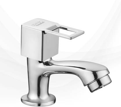 Spazio SmartBuy Square Cut Brass Pillar Cock | Basin Tap | Pillar Taps (Pack of 1) For Wash Basin & Bathroom, Chrome Plated Pillar Tap Faucet