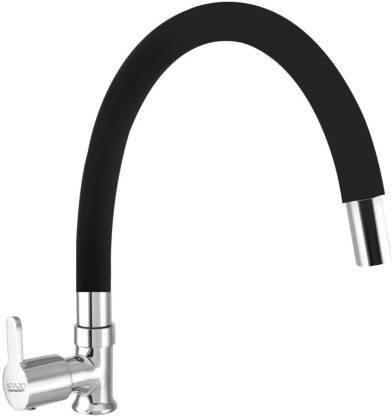 Spazio Fusion Flexo SmartBuy Flexible Brass Swan Neck Flxo Play With 360 Degree Flexible Silicon Hose & Single Flow Pattern, Hot/Cold Water For Kitchen Sink, Wash Basin Faucets Taps Chrome Finish Silver Plated Pillar Cock, Pack Of 1 Swan Neck  Faucet