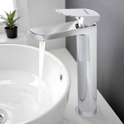 RUHE Pristine Series Full Brass Single Lever Tall Body Basin Mixer Chrome Finish Suitable For Hot And Cold Water Basin Mixer Faucet