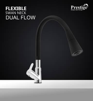 Prestige Fusion Brass Swan neck Tap Black With 360 degree swivel spout dual flow Flexible Mixer Faucet