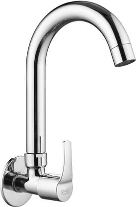 Spazio Brass Topaz Kitchen Sink Cock Tap/Sink Tap Faucet With 360 Degree Swivel Spout & Foam Flow Pattern For Hot OR Cold Water With Wall Flange - Pack Of 1 Pillar Tap Faucet
