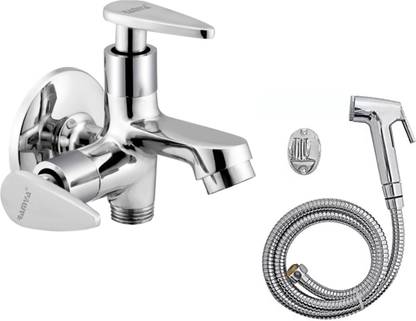 Ramya PACIFIC Bib Cock 2 Way With Soft Health Faucet Complete Set For Kitchen And Bathroom Tap Twin Elbow Valve Faucet