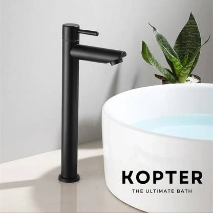 Kopter - TALL Black ( 12 inch ) Table Top Desk Mount Pillar Tap - For Bathroom/ Washbasin/ TableTop/ Basin/ Deckmount Pillar Tap Faucet