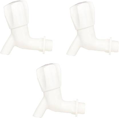 Prestige Bib Cock White Pack Of 3 Plastic Bib Cock standard size 1/2"(13 mm)-For Hot & Cold Water Bib Tap Faucet Bib Tap Faucet