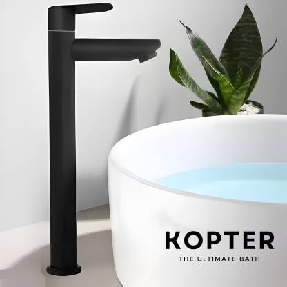 Kopter - TALL 12 inch Table Top Desk Mount Pillar Tap (Black) - For Bathroom/ Washbasin/ TableTop/ Basin/ Deckmount Pillar Tap Faucet