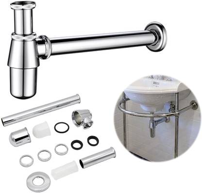 HASTHIP Zinc Alloy Bottle Trap for Bathroom Wash Basin Sinks Alloy Bottle Trap Modern Chrome Plated Universal for Bathroom Sinks Stop Valve Faucet