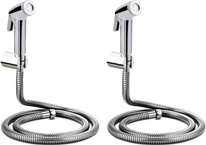 KURIC ABS Health Faucet Set with 1 Meter Flexible SS Tube and Wall Hook (Pack of 2) ,Hand Jet Spray, Jet Spray for Toilet, Hand Shower Set, Toilet Bidet Sprayer Set Health  Faucet