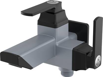R. N. RNABP09B16 PTMT 2 In 1 Bib Cock Tap With Wall Flange (Metallic Grey-Black Dual)_RNABP09B16 Bib Tap Faucet