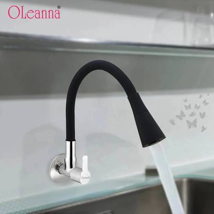 Oleanna ORANGE Flexo Flexible sink Cock Pillar Cock 360 Degree Black Matte Silicon Hose & Dual Flow Pattern Cold Water Tap Pillar Tap Faucet