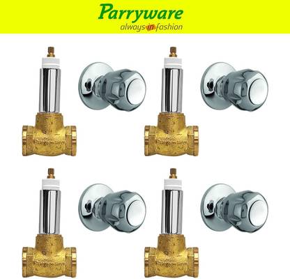 Parryware Concealed Stop Valve 15 mm Jasper Series set of 4 pic 285 15MM Concealed Stop Valve Cleart Series Chrome Plated With Wall Flange Stop Cock Faucet