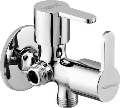 Ramya Pilot Angle Cock 2 Way (Full Brass) For Bathroom and Kitchen Chrome Finish Twin Elbow Valve Faucet