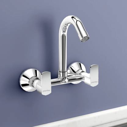 Plantex Sink Mixer for Kitchen Sink/Hot and Cold Water Mixer/360 Degree Rotating Spout /Wall Mount Sink Mixer with Teflon Tape-Pack of 1 (APS-1298, Saga-Chrome) Basin Mixer Faucet