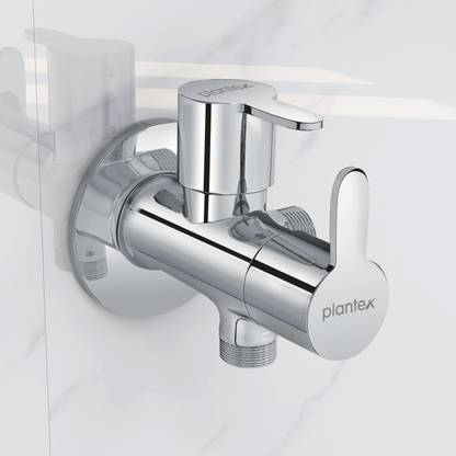 Plantex FLO-808 Pure Brass 2-Way Anglular Stop Cock for Bathroom & Teflon Tape (Mirror) Angle Cock Faucet