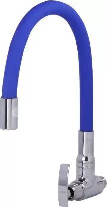 Spazio Pulse Flexo SmartBuy Flexible Sink Faucet - Flxo Play (with 360 Degree Flexible Silicon Hose & Single Flow Pattern) Hot/Cold Water Tap With Wall Flange - Blue Bib Tap Faucet