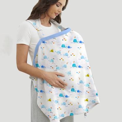 Mom's Home Organic Cotton Muslin Washable Breast feeding Maternity Apron Cover for Mothers Feeding Cloak