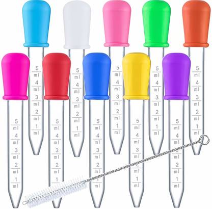 ELAIMEI 10PCS 5ml Baby Medicine Droppers with Measurement Scale and Cleaning Brush Set  - Food Grade Plastic
