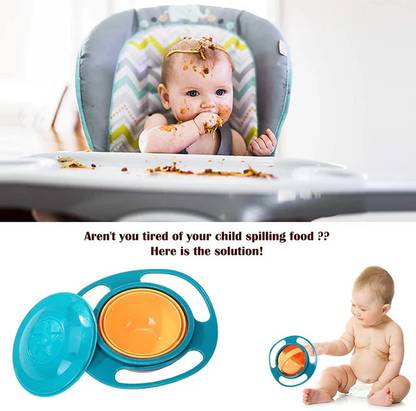 HDcare Portable Non Spill Feeding Toddler Gyro Bowl 360 Degree Rotating Dish  - Plastic