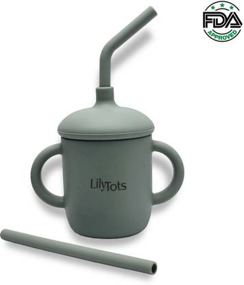 LilyTots Drinking Cup with Lid & Straw for Baby & Kids, Sipper Cup for Toddler Feeding  - Silicone