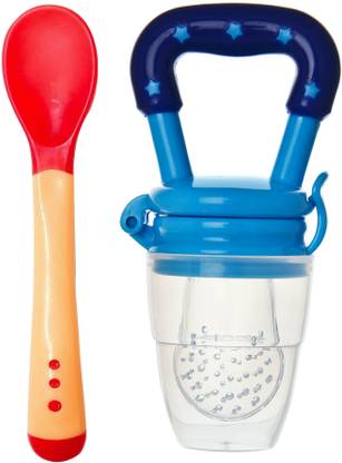naughty kidz Combo of Baby Feeding Spoon and Silicone Food/Fruit Nibbler  - BPA Free, 3 Months+