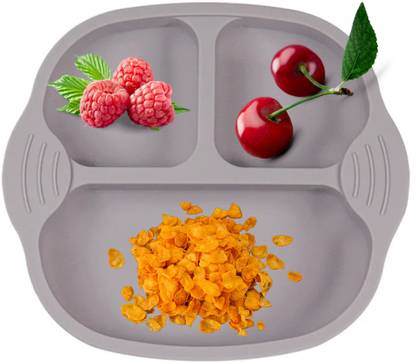 UniKart Self-Feeding Baby Dish With Suction Cups,Toddler Plates, Microwave | Oven Safe  - Silicone