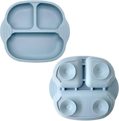 PLENARO Suction Plate for Toddler,Silicone Baby Weaning Set,Non Slip Divided Plates  - Silicone