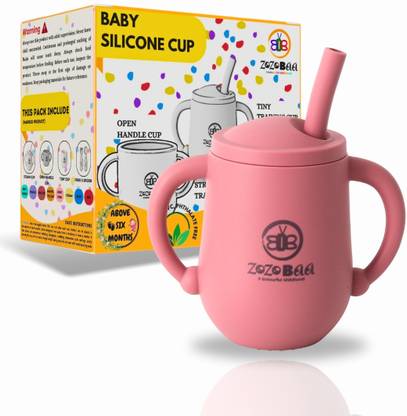 Zozobaa Silicone Baby Sippy Straw Cup with Easy Grip Handles for Training Toddlers  - 100 % Silicone - Food Grade