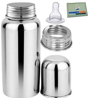 Honest Baby Baby Feeding Bottle, BPA Free, Anti-Colic, Plastic-Free  - Stainless Steel, Silicon nipple