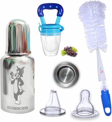 Goodmunchkins S S Feeding Bottle/Silicon Niples/Silicone Fruit Feeder/Silicone Bristle Brush