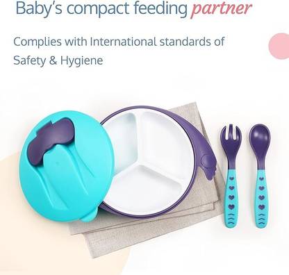 Mumlove Baby Feeding Section Bowl With Spoon  - PLATIC