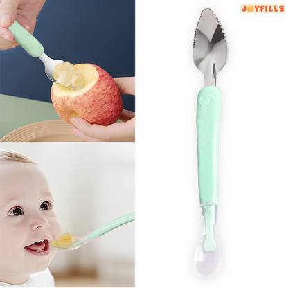 JOYFILLS Baby Fruit Spoon 2 in 1 Multifunction Baby Feeding Fruit Spoon for Kids/ Toldder  - Slicone
