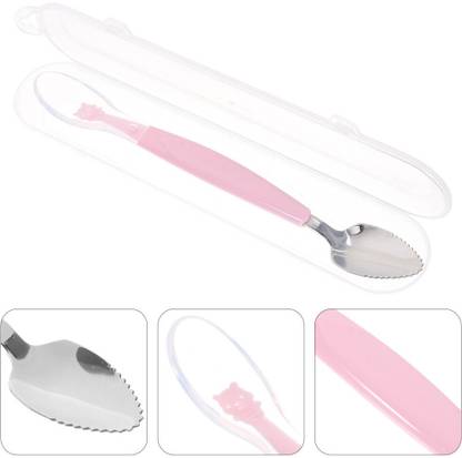 Patre In Double Head Baby Silicone, Steel Food Fruit Scraping Spoon.  - BPA Free Silicone, Steel