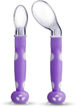 LuvLap Joy Star Baby Self Feeding Spoon Set, Soft Silicone Tip, BPA Free, 2 pcs,  - Silicone