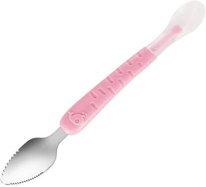Vadhavan Fruit Spoon with Scraper for Baby Feeding, 2 in 1 Multifunction Serrated  - Plastic