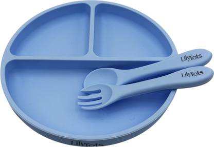 LilyTots Spacious Plate with Strong Suction Base - FDA Approved, Encourages Self Eating  - Silicone