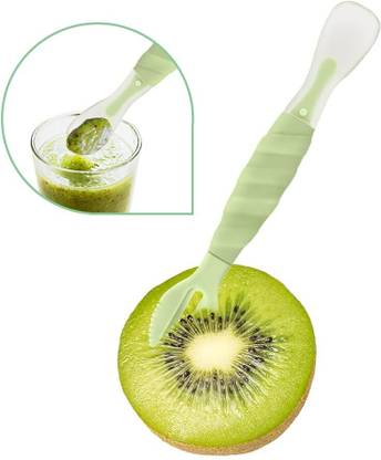 SUPVOX Baby 3 in 1 Silicone Feeding Spoon Puree Fruit Spoon Baby Fork BPA Free Soft  - Food Grade Plastic