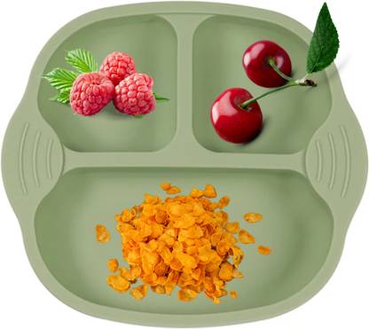 UniKart Self-Feeding Baby Dish With Suction Cups,Toddler Plates, Microwave | Oven Safe  - Silicone