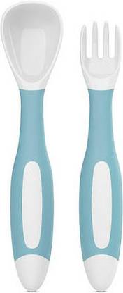 Mumslap Baby Fork and Spoon Set for Feeding - SkyBlue  - Food Grade PP, BPA & Phthalates Free for 6months+ babies