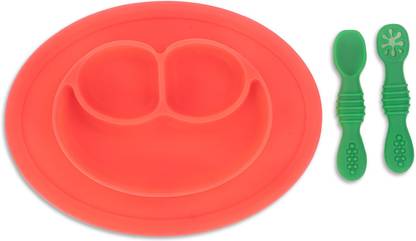 baybee Divided Silicone Plates for Baby with 2 First Stage Training Spoons for Toddlers  - Silicone
