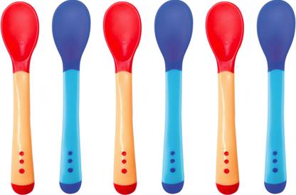 naughty kidz Combo of 6 Feed with Ease Heat Sensitive Baby Feeding Spoon, BPA Free, 3 Months+  - Silicone