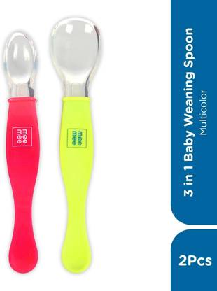 MeeMee 3 in 1 Baby Weaning Spoon (Multicolor)  - Silicone