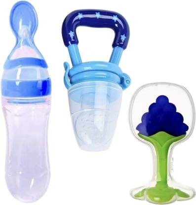 Tip 'n' Top Food Feeder Bottle for Cereal & Milk, Fruit Nibbler, Silicone Teether Pack of 3  - Heat-Resistant Silicone