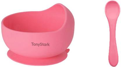 TONY STARK Silicone Baby Feeding Bowl & Spoon Set,Suction Baby Bowl &Soft Spoon for Toddler  - Silicone