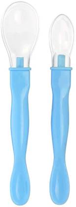 1st Step Dual Ended Soft Silicone Tip BPA Free Baby Feeding Spoon Set Pack of 2  - Silicone, Polypropylene