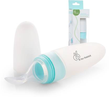 R for Rabbit First Feed Feeder Soft Feeding Spoon for Baby 4 Months & Plus, 90ml  - Non Toxic, BPA Free, Silicone Material