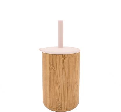 KIDS STATION Bamboo Sipper with Silicone Straw and Lid for Drinking  - Bamboo, Silicone