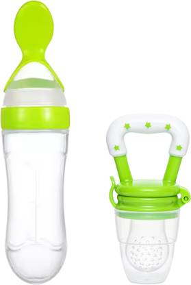 CATVIN Baby spoon feeder bottle with fruit nibbler for feeding Teether and Feeder  - Silicone