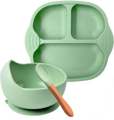 YANCI Baby Feeding Bowl & Spoon Set, Silicone Suction Baby Bowl,Soft Spoon for Toddler  - Silicone